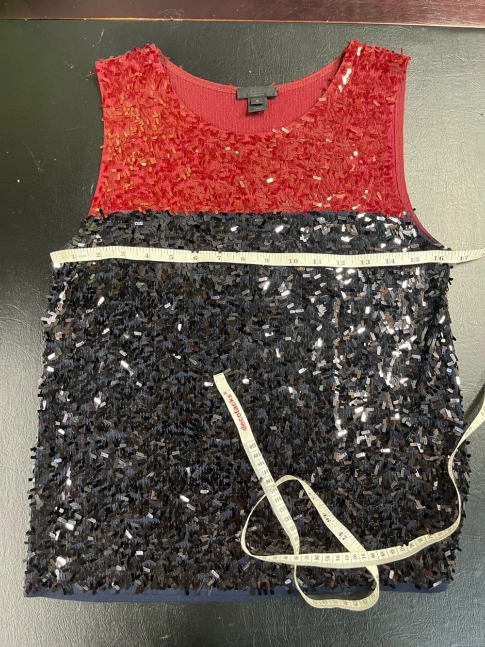 J. Crew navy & red sequined top size small